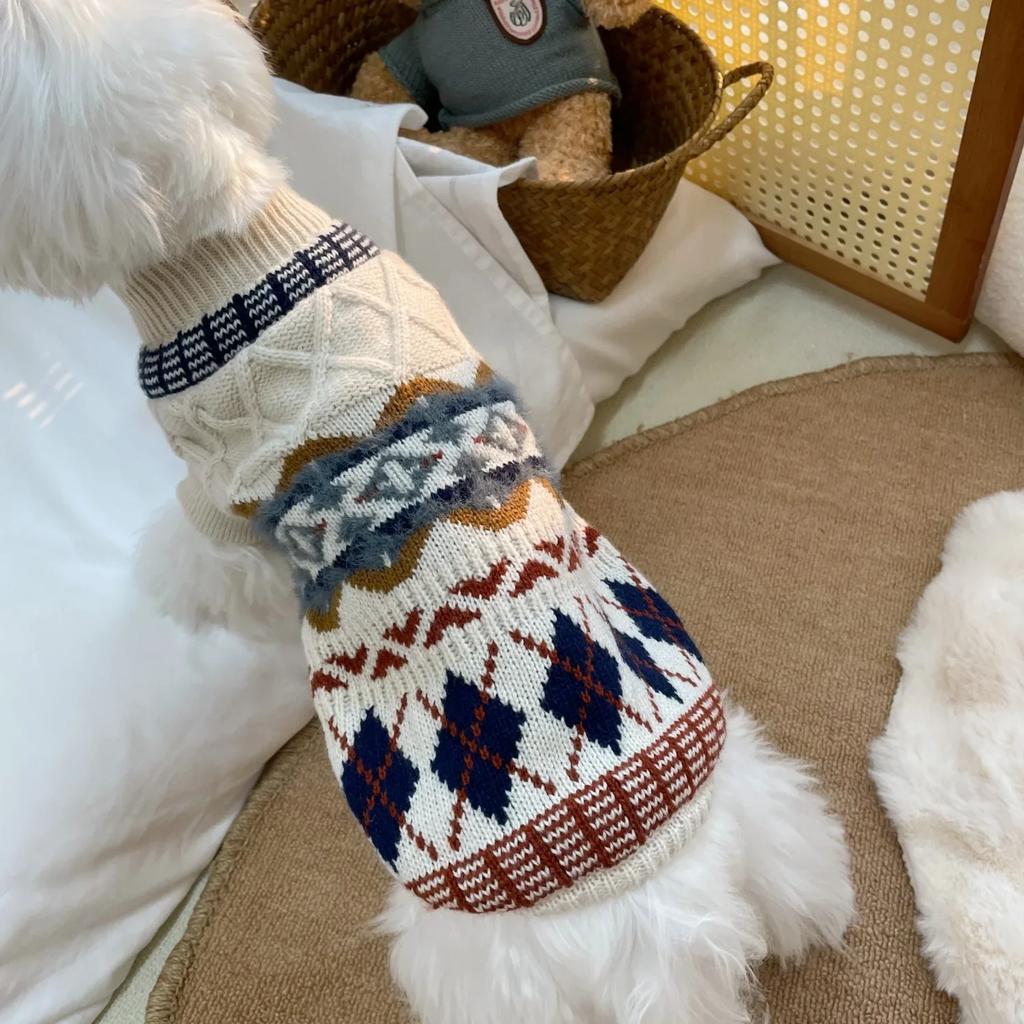 Pet Sweater for Dogs and Cats Acrylic Knit Fabric Pullover Fashion Dog Clothes Warm Dog Puppy Winter Wear Clothes Sweatshirt