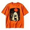 Ghost Black Cat Coffee T Shirt Vintage Retro Red Moon Bat Graphic Tee Halloween Unisex Casual Short Sleeve Pumpkin Season Tops