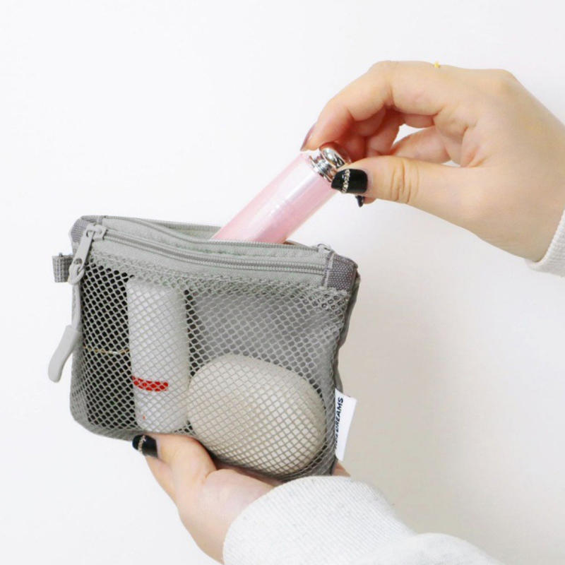 1PC Compact Mesh Water-Resistant Zipper Pouch Mini Travel Organizer Pouches for Makeup Lipstick, Keys Earphones Coins