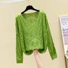 Summer Knit Top Long Sleeve Cropped Plain Pullover Women Jumper Knitwear Spring Summer Basic Outfit