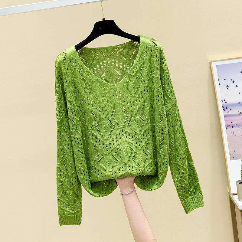 Summer Knit Top Long Sleeve Cropped Plain Pullover Women Jumper Knitwear Spring Summer Basic Outfit