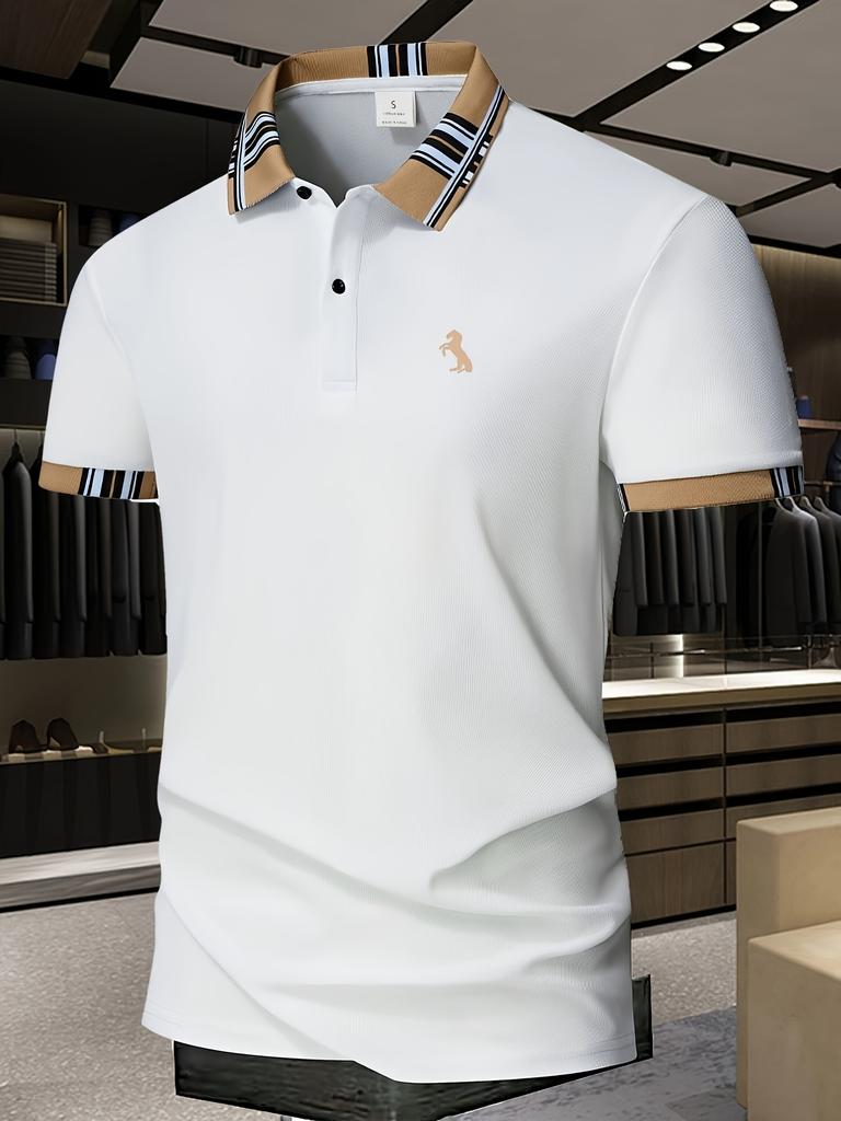 Men'S Casual Golf Shirt - "Polo" Print, Short Sleeve, Button-Up, Breathable Fabric, Perfect for Summer Outdoor Activities, Comfort Fit, Casual Attire.