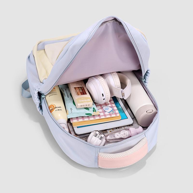 Large Capacity Backpack Color Block Student Schoolbag