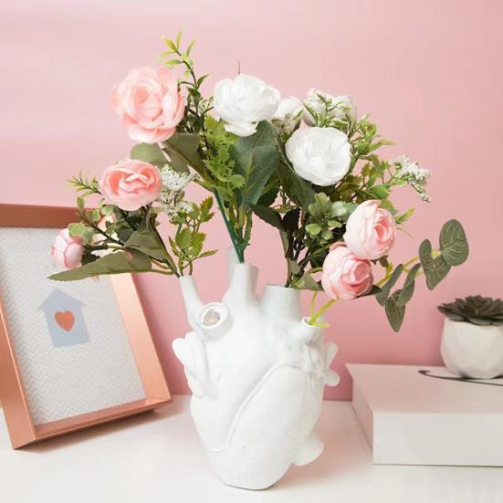 Hjerte Blomstervase Menneskelig Hjerte Organ Form Harpiks Vase Borddekor Blomsterholder for Hjemmekontor Skrivebord Stue