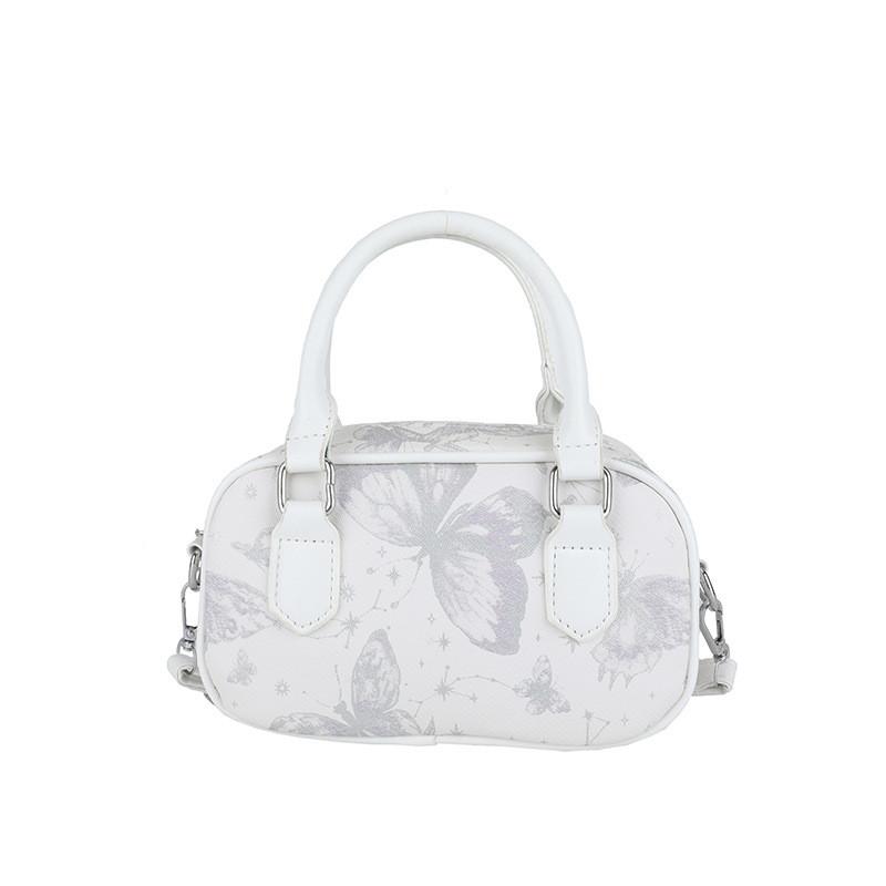 Trendy Butterfly Pattern Tote Bag Elegant Pu Construction Stylish Shoulder Bag For Women