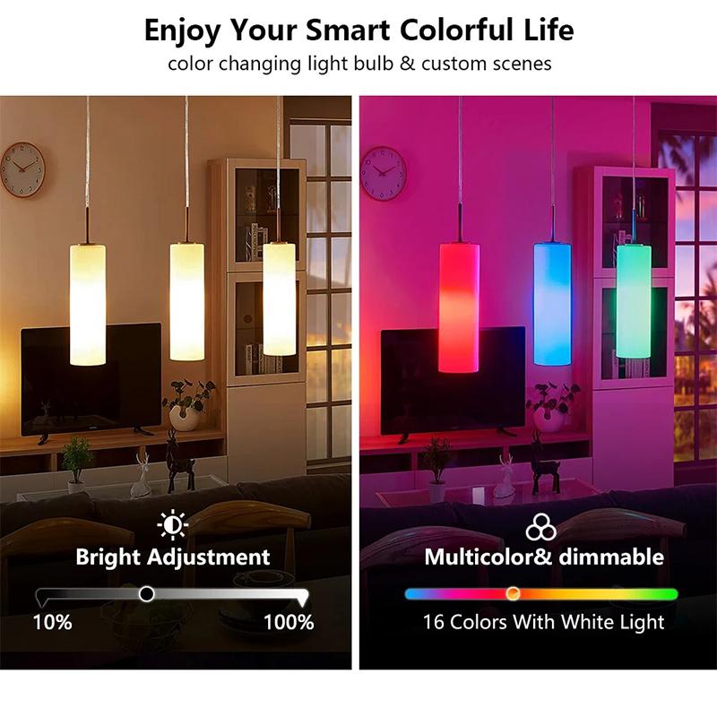 RGB Farbwechselnde Glühbirnen, 9W RGB LED Glühbirnen mit Fernbedienung 16 Farben Mehrfarbige Glühbirne Dimmbares Licht für Schlafzimmer Party Wohnkultur