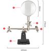 60 mm helfender Lötständer für dritte Handwerkzeuge mit 4-facher Schweißlupe, LED, 360 Grad drehbar, verstellbar, 2 Krokodilklemmen