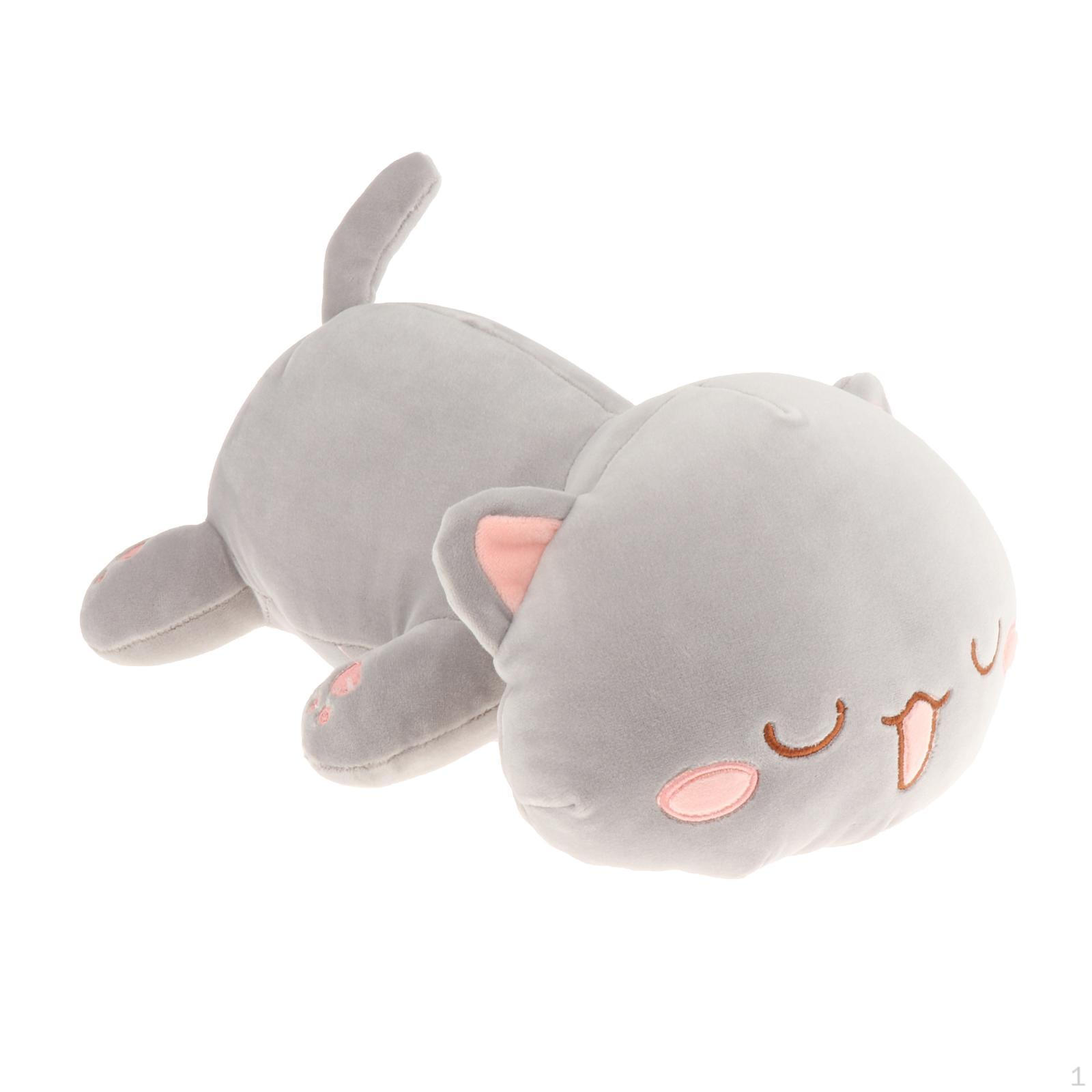 

Лежащая кошка плюшевая подушка котенок чучело животного тело, очень обнимает спящего Grey Cat 1