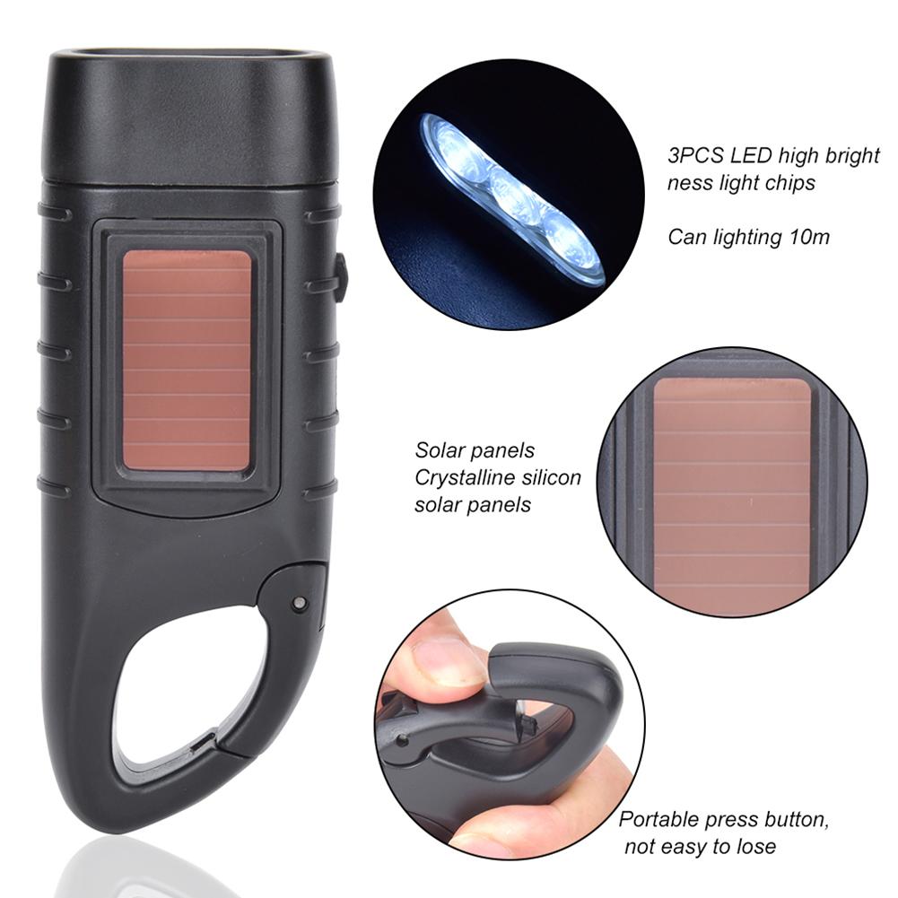 AT5503 ABS Plastic Solar Hand Crank Flashlight Emergency LED Portable Torch for Climbing