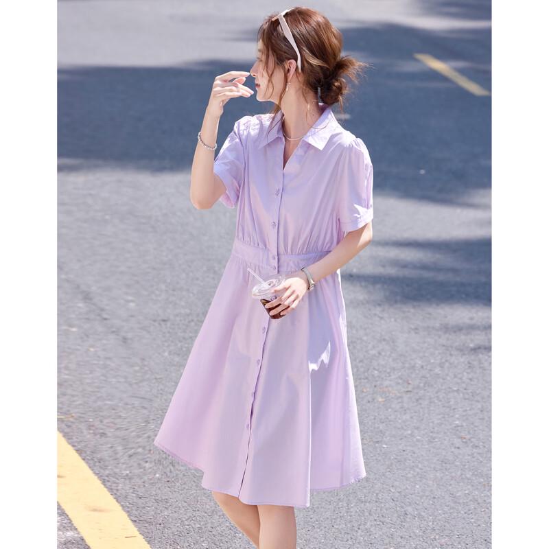 Elegant Pleated Cotton Shirt Dress