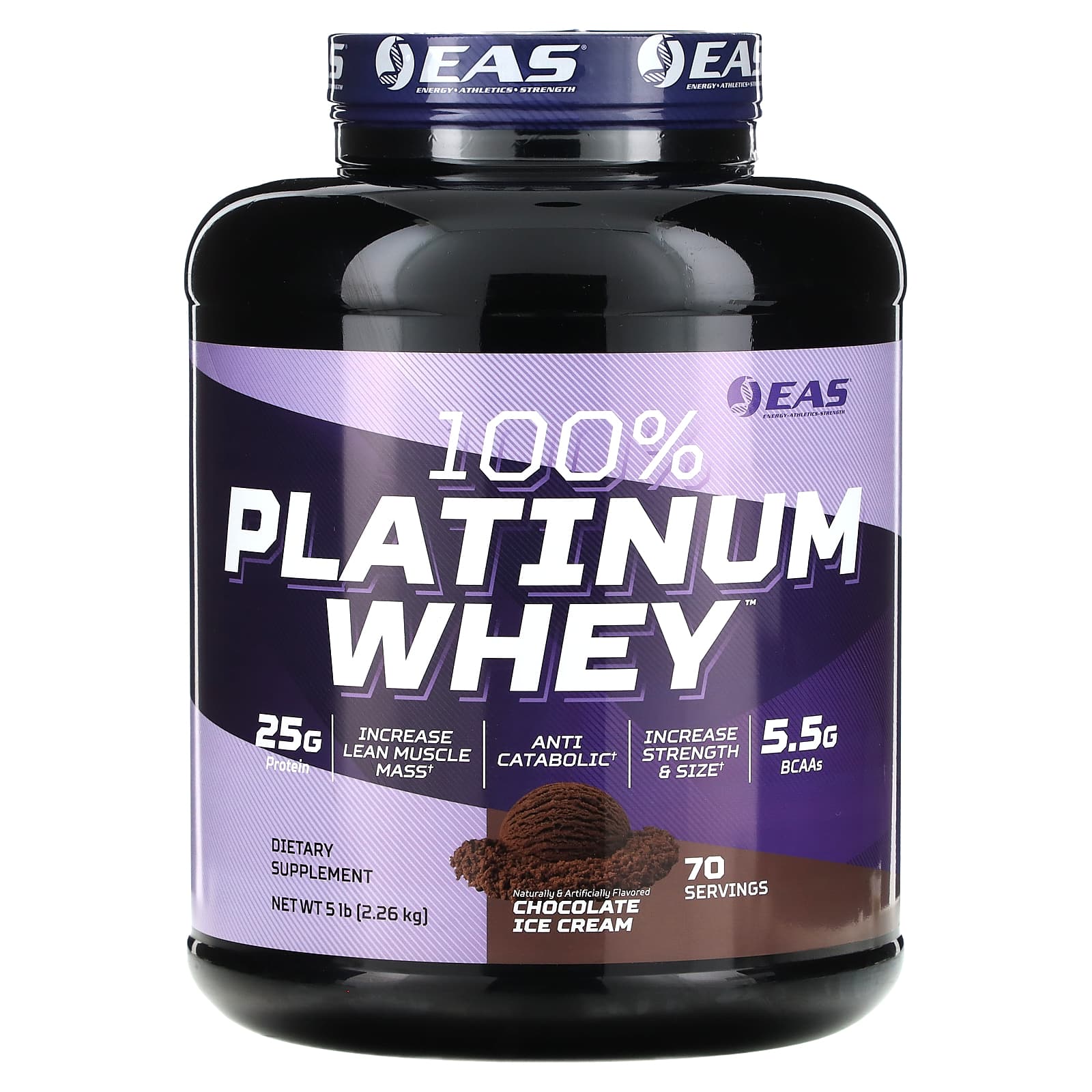 

100% Platinum Whey, Chocolate Ice Cream, 2.26Kg(5Lb)