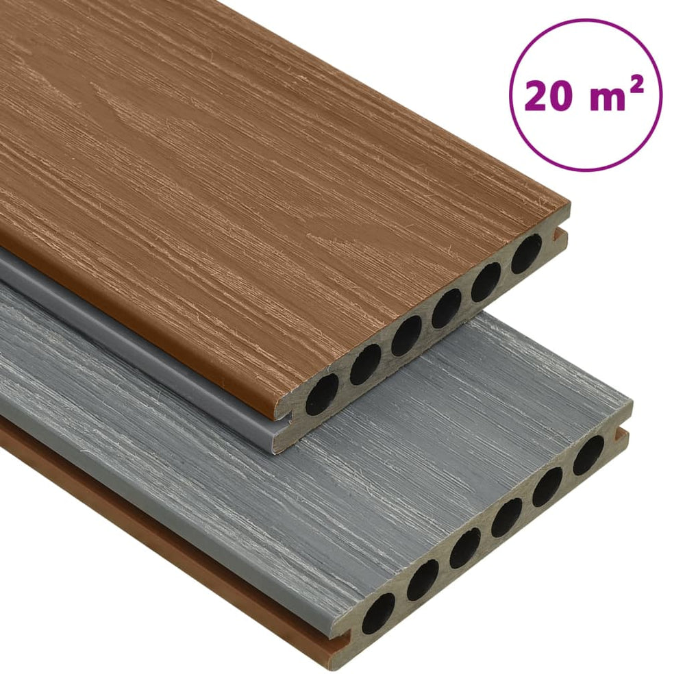 Panneaux de terrasse et accessoires WPC Marron/gris 20 m² 4 m