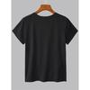 European size Women's Valentine's Day Heart Print T-Shirt - Cute Short Sleeve Round Neck Blouse with Valentine's Heart Lettering