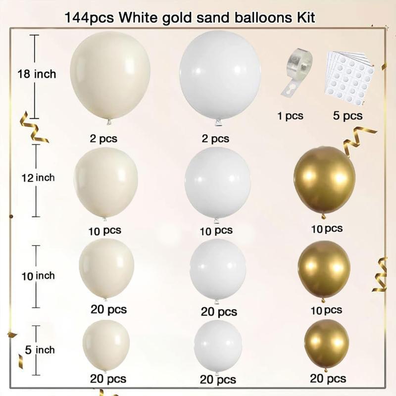 2025 Christmas Halloween Sandy White Balloon Arch Kit Beige Chrome