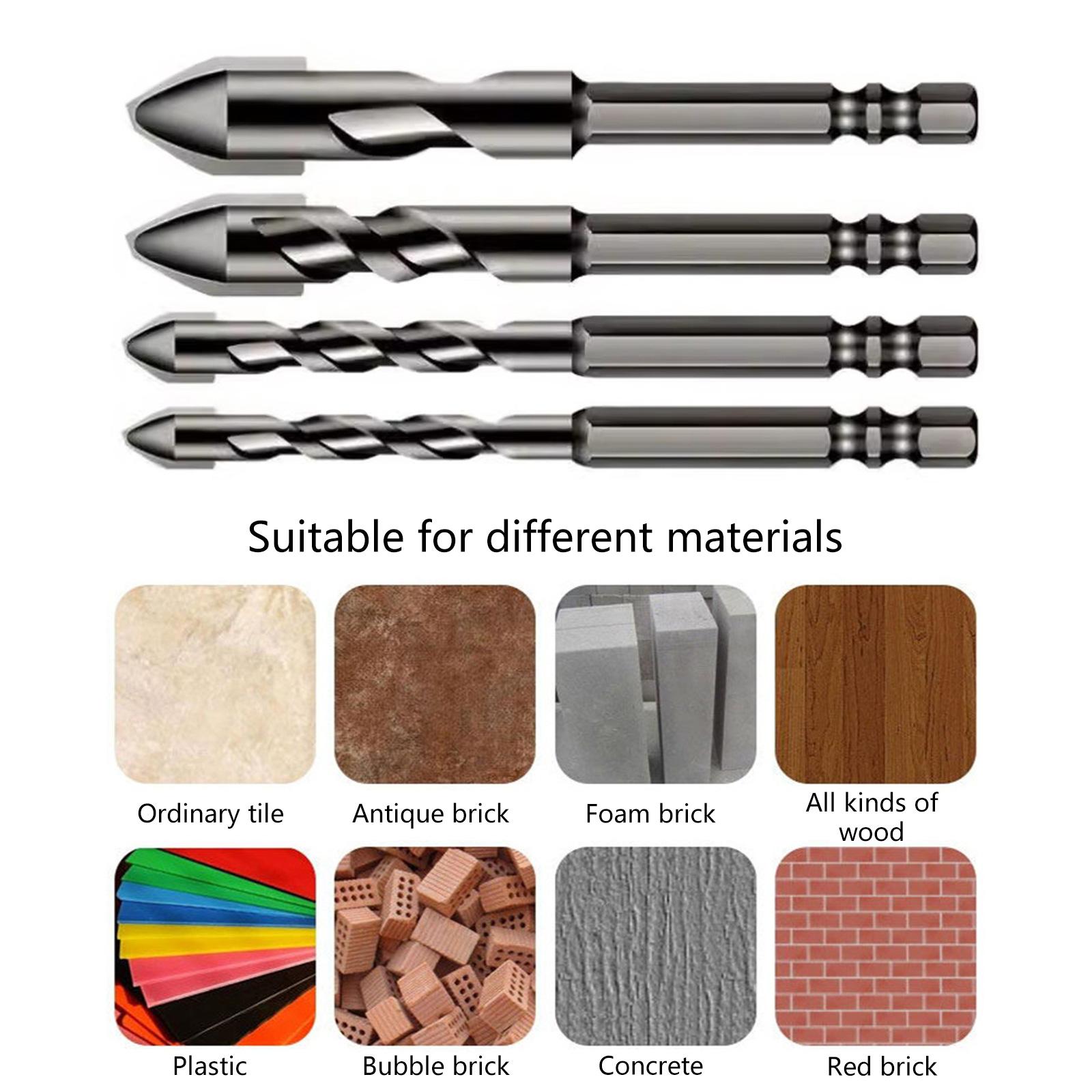 

Коллекция из 4 профессиональных сверл по камню, 6/8/10/12 мм, спиральное сверло для энтузиастов-мастеров, инструмент