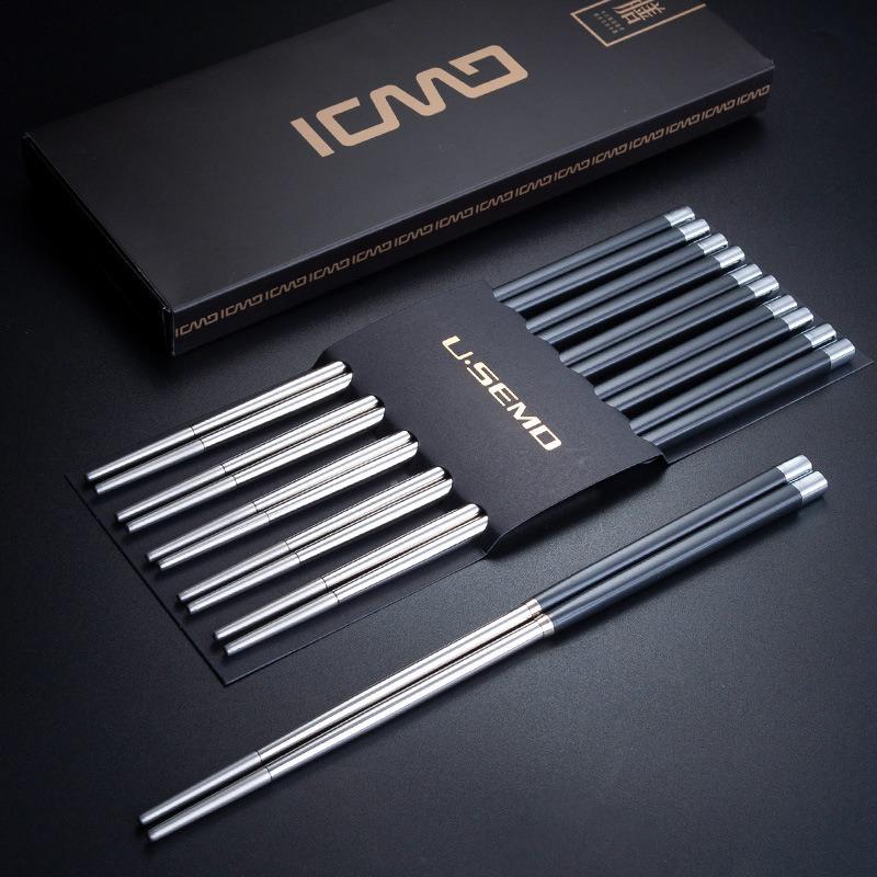 10 Pair Stainless Steel Chinese Chopsticks Reusable Metal Chopsticks Sushi Sticks Korean Chopsticks High Quality KZ005
