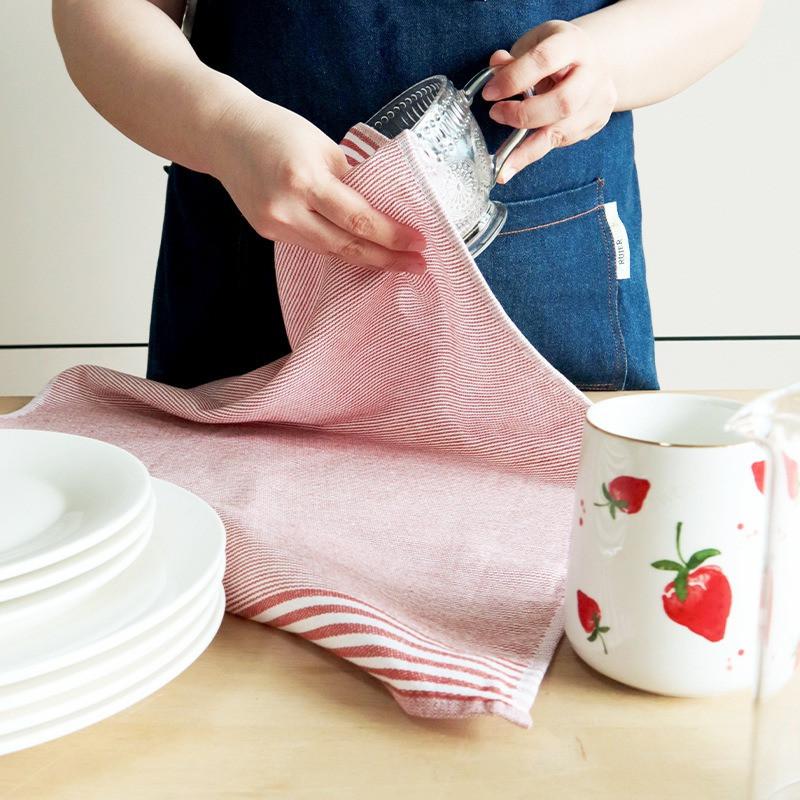 1Pc 45x65cm Nordic Simple Style Cotton Striped Table Napkin Kitchen Tea Towel Scouring Pad Dishwashing Cloth