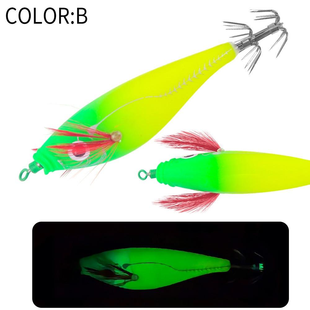 Shrimp 80mm 7g Squid Jig with Sound Beads Horizontal Artificial Calamar Wood Shrimp Webfoot Slow Sinking Lure Sea Fishing