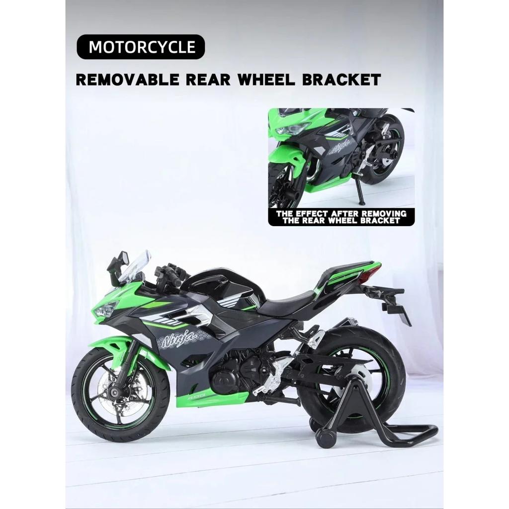 1/12 Kawasaki Ninja 400 Alloy Diecast Motorcycle Model Vehicle Collection Sound & Light Off Road Autocycle Toy Car Model