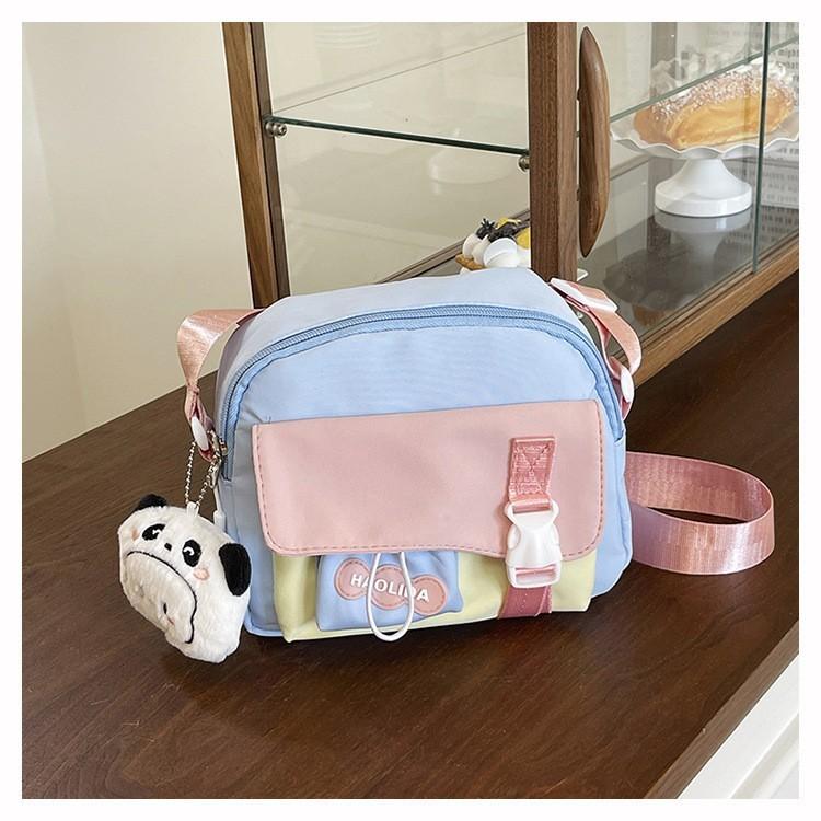 Child Cartoon Nylon Small Handbag With Splicing Design For Kindergarten Girls