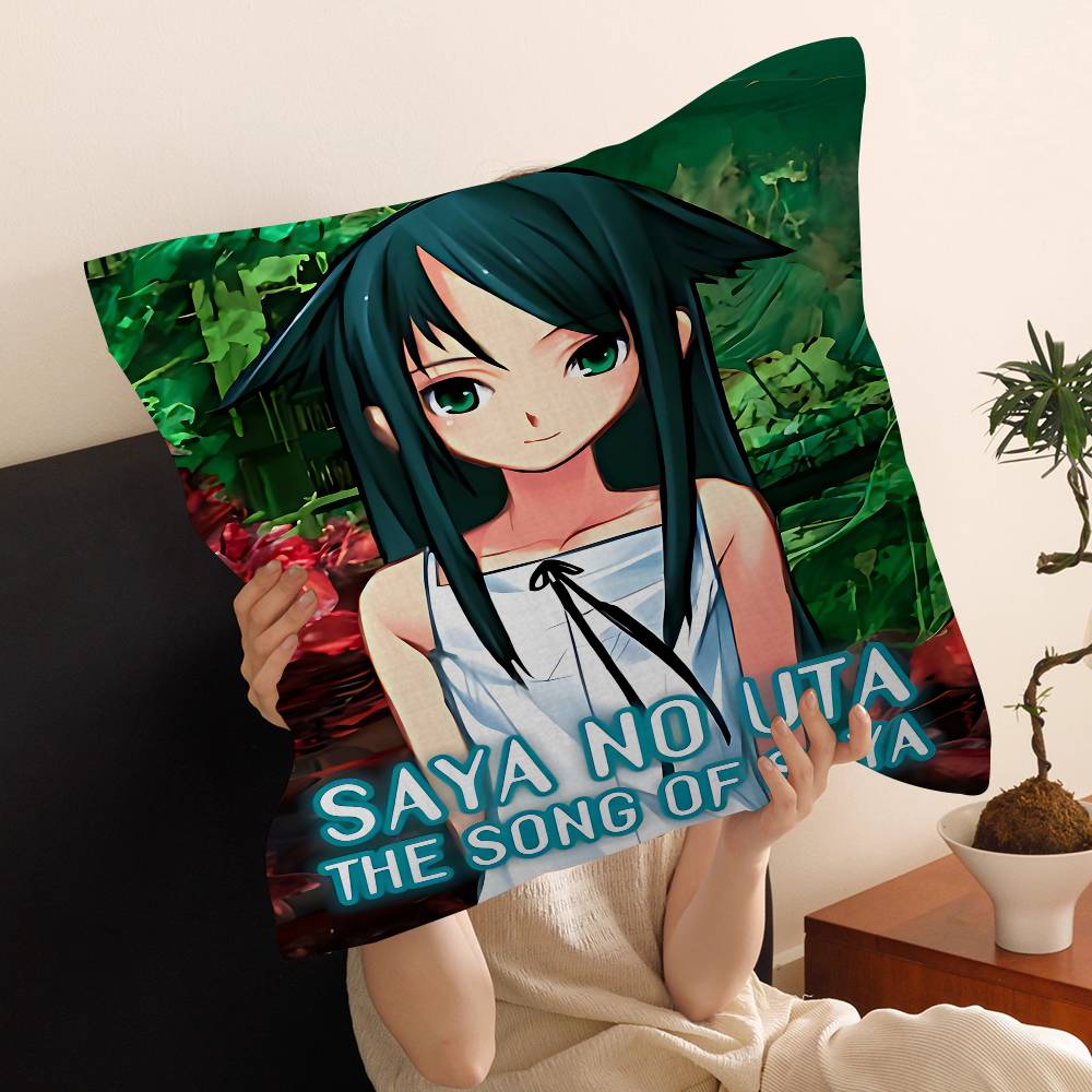 SSaya No Uta The Song Of Saya Pillow Covers Cartoon Sofa Decorative Home Doublesided Printing Short Plush Cute Cushion Cover