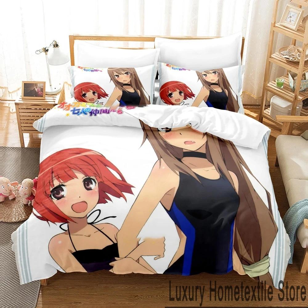 Anime Okami-san and Her Seven Companions Bedding Set Boys Girls Twin Queen King Size Duvet Cover Pillowcase Bed boys Adult
