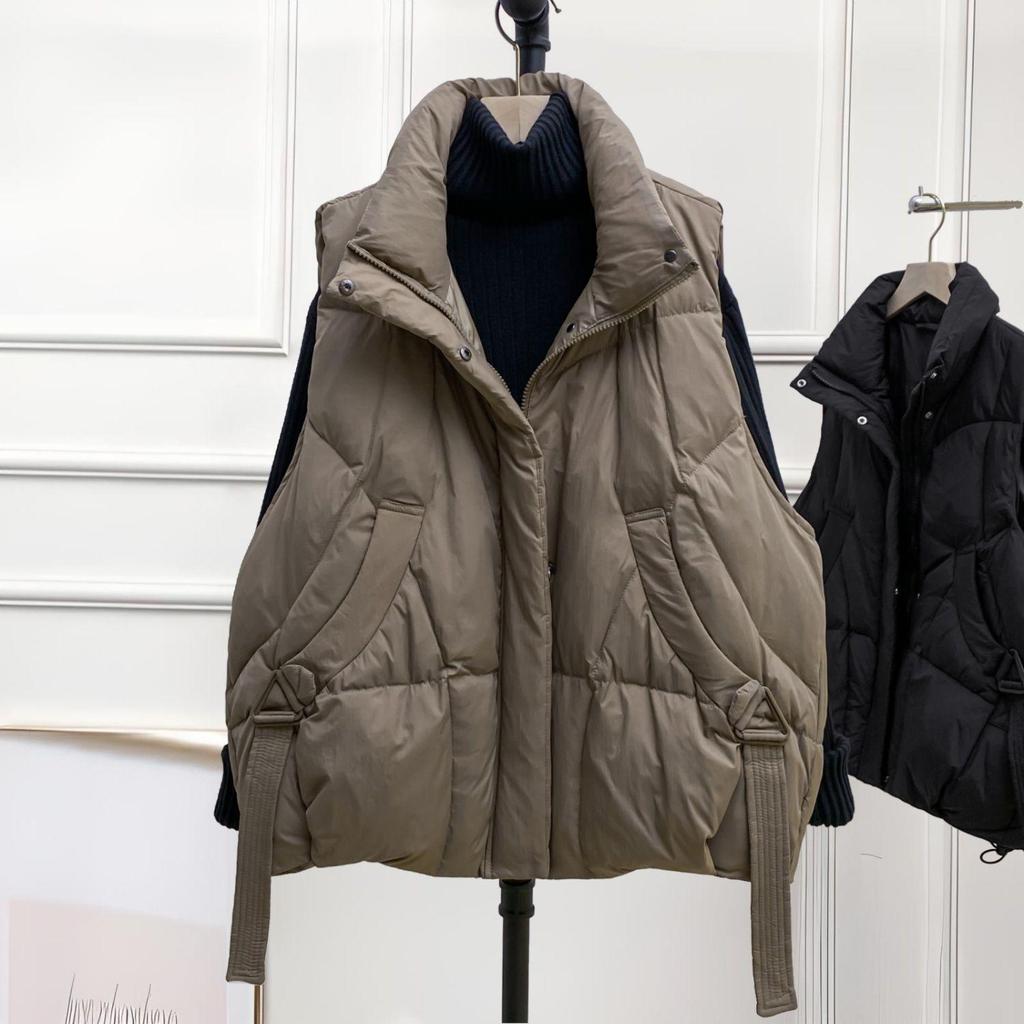 Jachetă Femei Mărimi Mari Lungime Medie Fără Mâneci - Vestă Groasă Călduroasă din Bumbac cu Puf pentru Toamnă/Iarnă