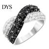 Women Circlet Finger Ring Double Colors Shiny Rhinestone Inlaid Cross Shape Electroplated Lady Daily Jewelry