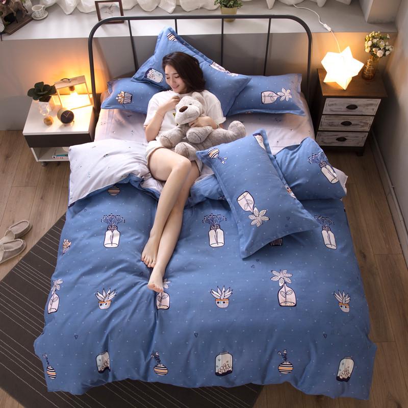 Cotton Bedding Set Sheet Geometric Flat Sheet Pillow Cover Bedding Set Home Decor