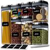 7Pcs/Set Square Containers Pantry Airtight Food Storage Jars Organization Sealed
