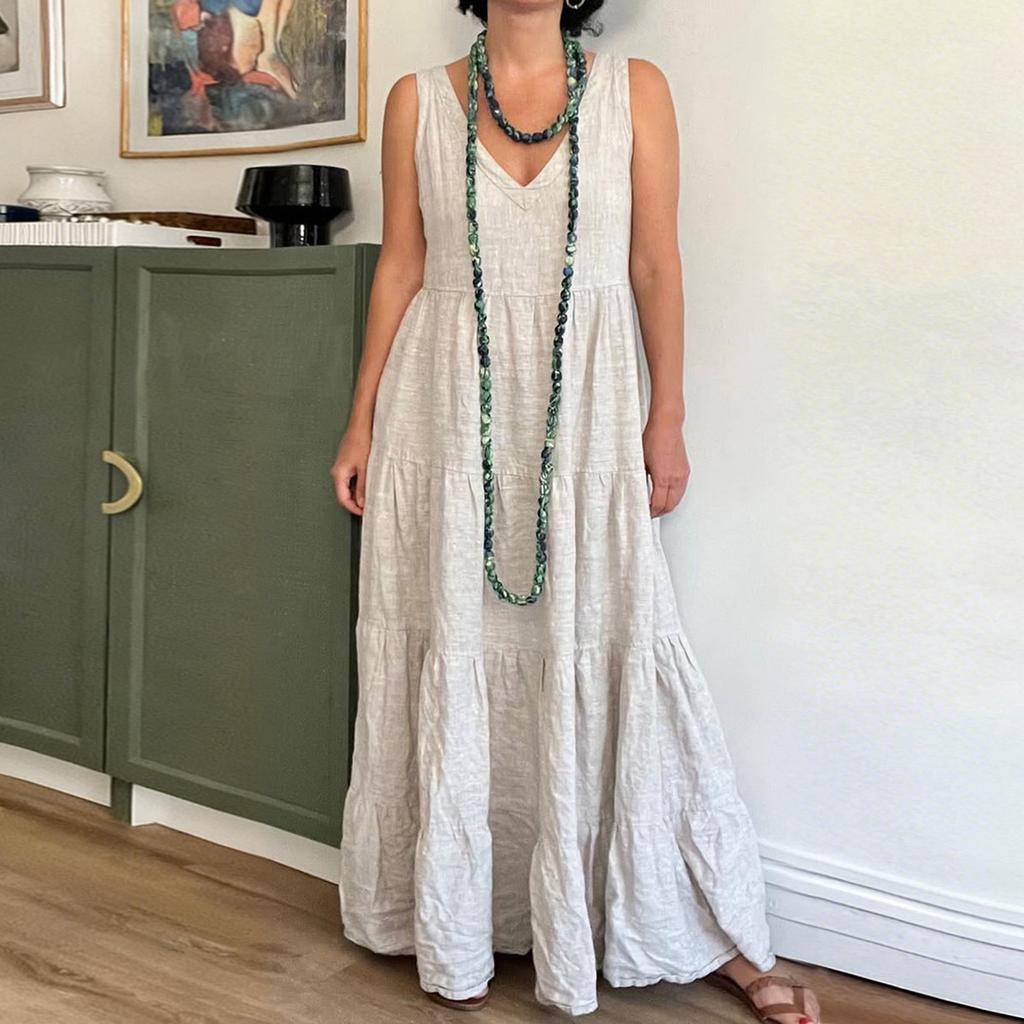 Dress For Women Long Boho Beach Dress Elegant Maxi Dress V,Neck Sleeveless Dress