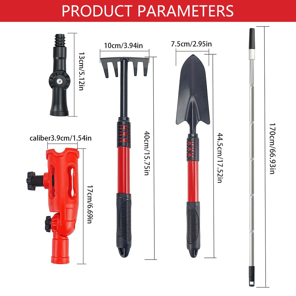 Gartenarbeit Mehrwinkel-Dachrinnenreiniger 1,7M Stangen mit Feststellschrauben Kunststoff-Metall-Konstruktion Laubentfernungswerkzeug