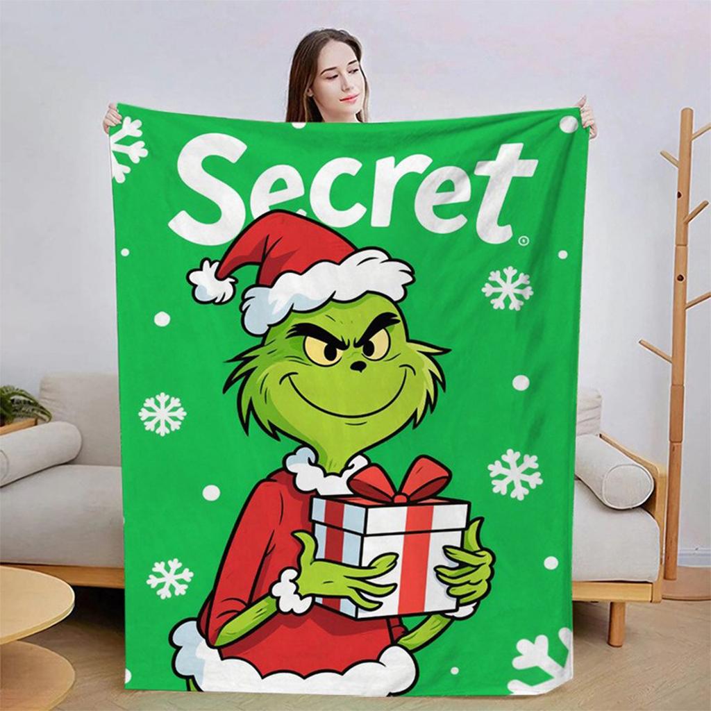 Flannel Blanket Digital Print For Midday Rest Blanket, Christmas Cartoon Air-conditioned Blanket.