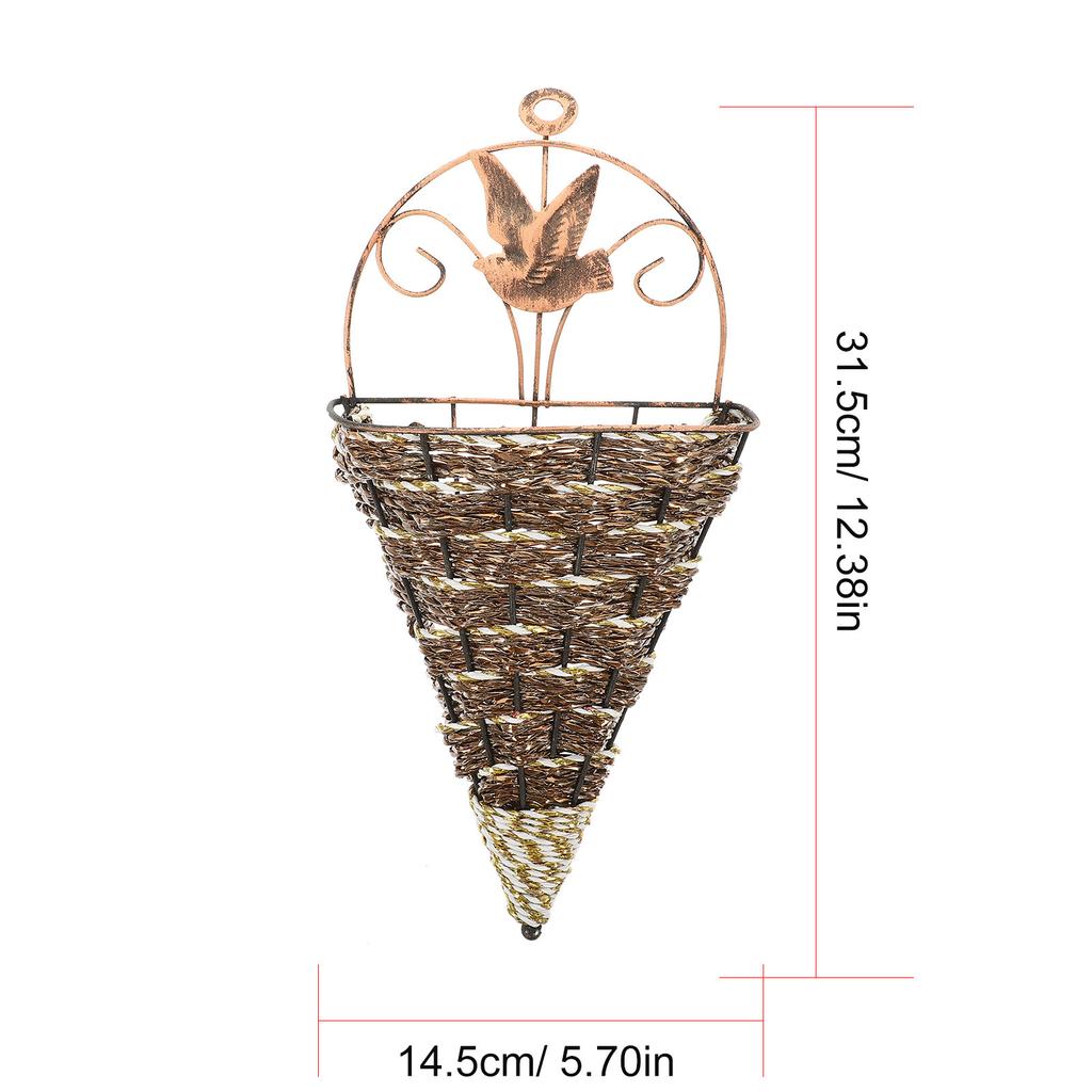 Hanging Iron Rattan Wall Planter Basket for Balcony Window Railing Indoor Outdoor Decor Stackable Removable Inner Pot with