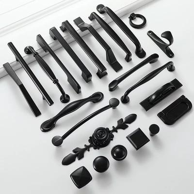 Black Furniture Cabinet Door Handle Cupboard Wardrobe Drawer Dresser Knob Pull 96/128mm Hole Kitchen Closet Manufacture Factory