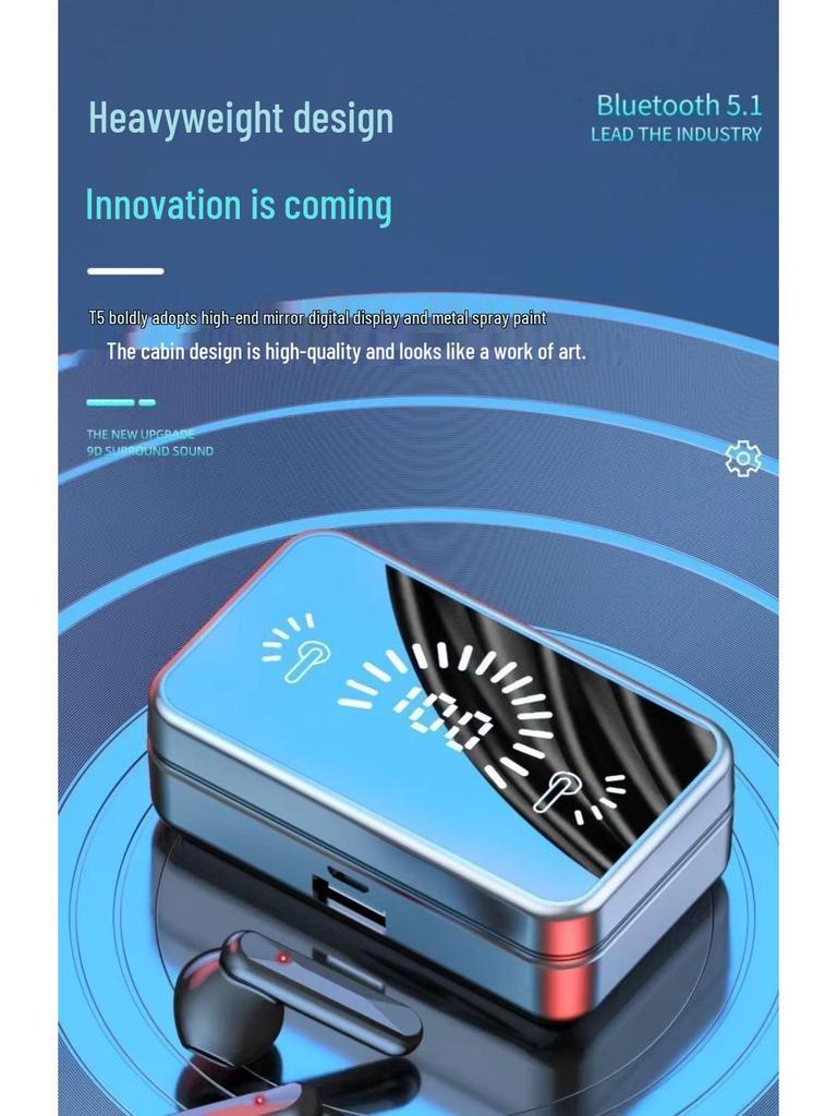 S20 Bluetooth TWS Touch Semi-In-Ear Wireless Headset with Digital Display