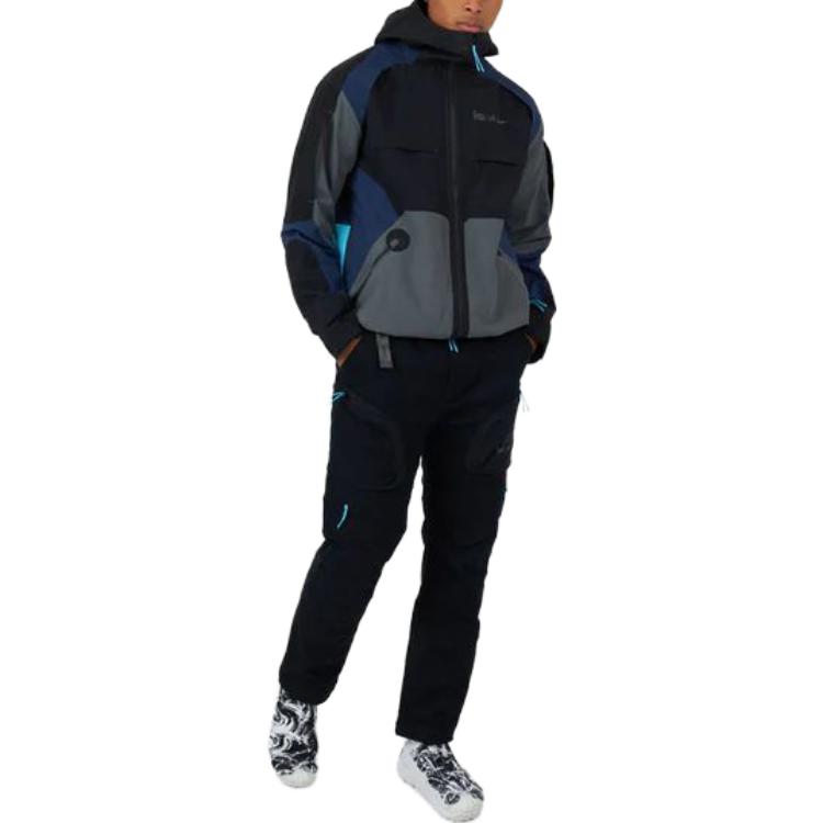 Nike Color-Blocked Fitted Zip-Up Hoodie Jacket Men Outerwear Navy-Blue FB2369-010