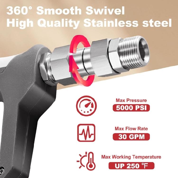 High Pressure Washer Adapter Quick Release Connector 360 Degree Rotatable Adapter 3/8inch Car Washer Outlet Adapter