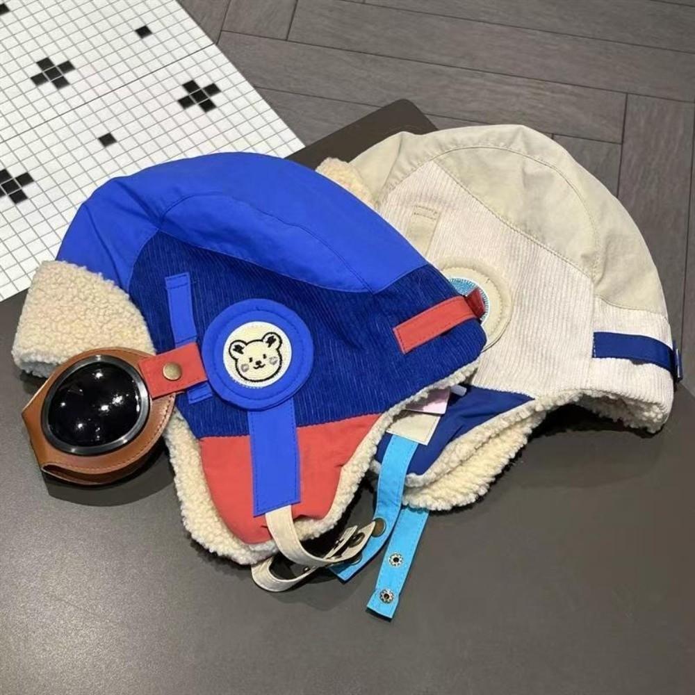 Windproof Children Pilot Hat Cute Cartoon Warm Hat New Ear Protection Cap  Winter