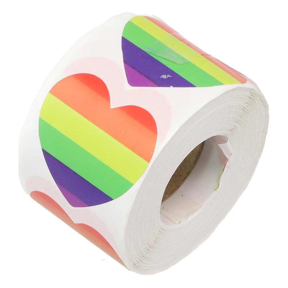 500pcs Heart Heart Pride Stickers Love Pride Rainbow Stickers Love Heart Baking Stickers Ribbon Love Rainbow Heart Shaped Tapes