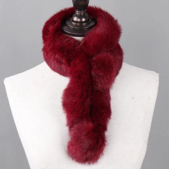 Hot Sale Women Winter Real Rabbit Fur Scarf Lady Warm Rabbit Fur Scarves Knit Natural Real Rabbit Fur Ring Casual Muffler