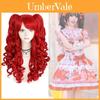 Lolita Style Cosplay Wig With Natural Breathable Design Red Long Curly Synthetic Hair For Scene Use