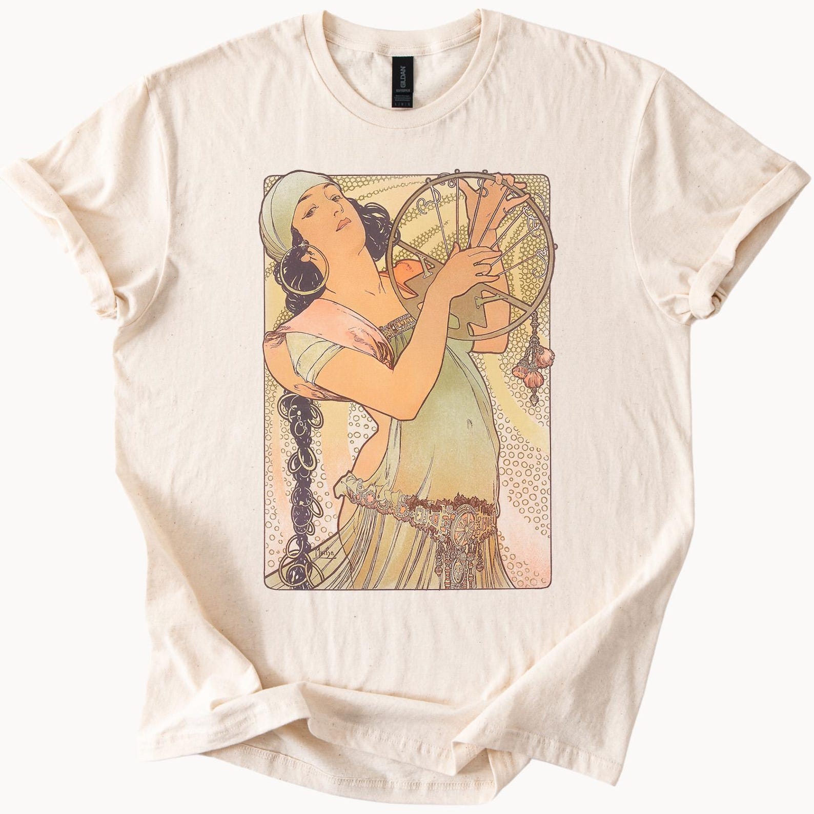 Art Nouveau Woman Graphic Tee Alphonse Mucha Style T Shirt 100