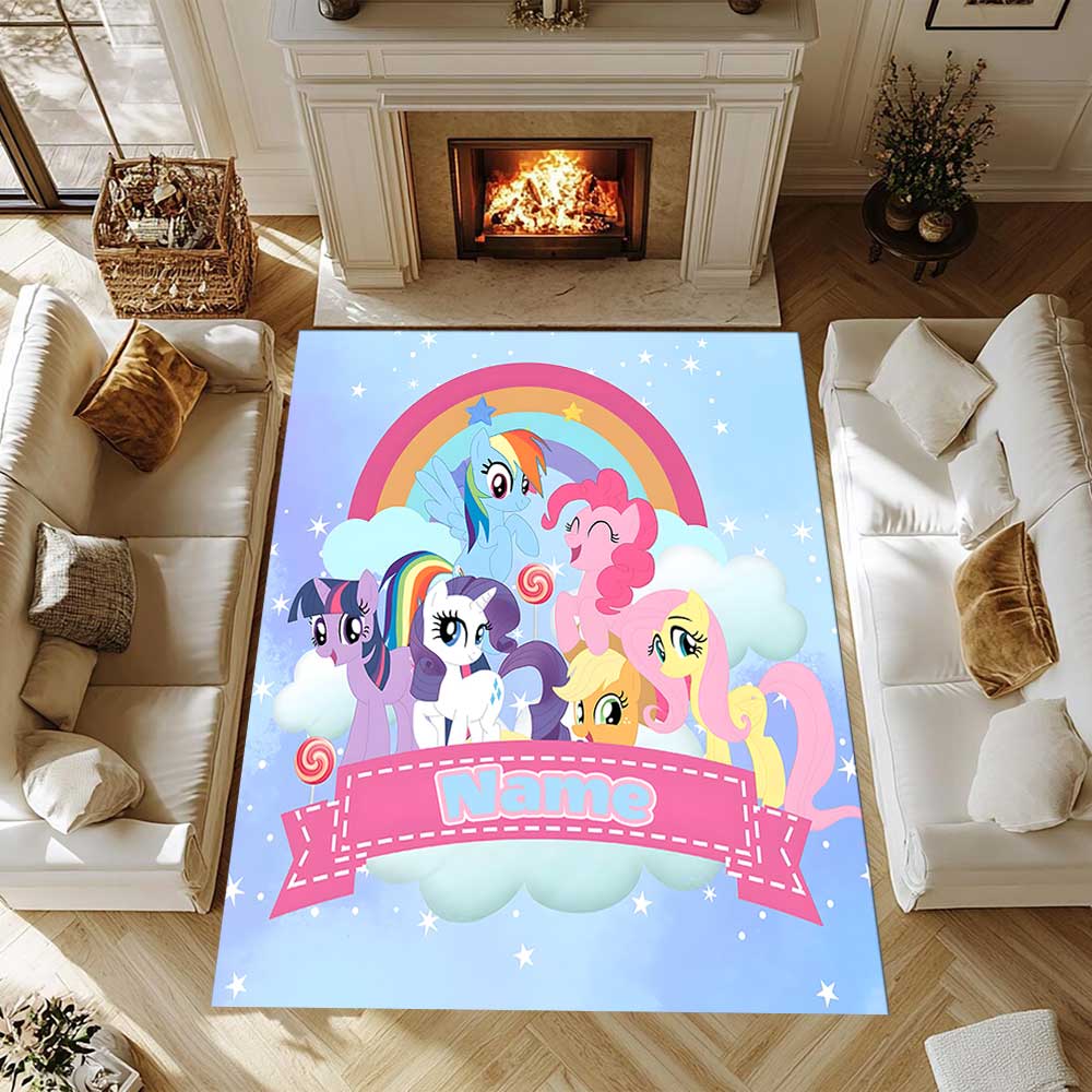 Little Pony (8) Customize your name rug, office chair cushion, home bedroom living room gift.