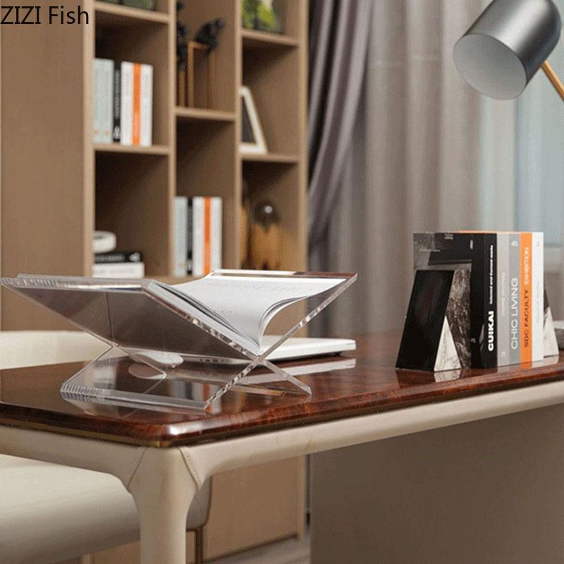 Minimalist Acrylic Transparent Bookshelf File Book Organizer Shelves Marble Base Magazine Holder Book Rack Modern Home Decor