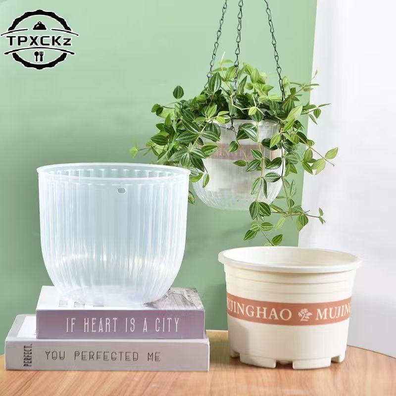 Vaso de Flores Transparente Suspenso Para Pessoas Preguiçosas Auto-irrigante Hidropônico Resina Grande Diâmetro Resistente a Quedas Shampoo