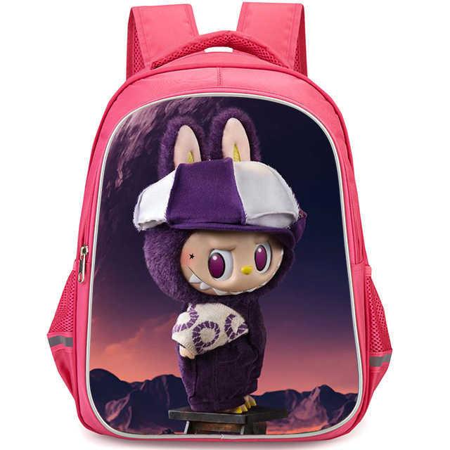 

Labubu Cartoon Pattern Oxford Fabric Student Backpack With Cushion Shoulder Straps For School Use Style1,Small