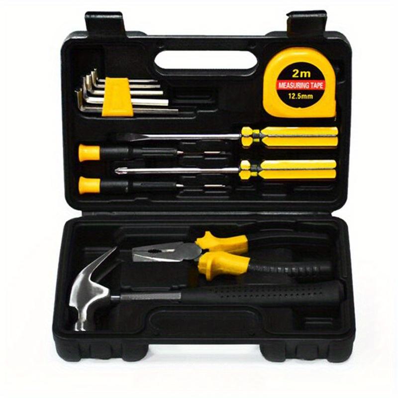 

13Pcs Auto Repair Set Tool Box Hardware Hand Tool Set Key Wrench Hammer Tape Measure Wrench Plier Set Woodworking Tools Khaki