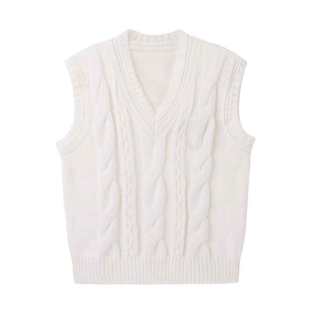 Women's Preppy Korean Knitted Vest & Shirt Set - Spring/Autumn JK Style