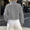 Women's -Lined Oversized Sweatshirt with Mock Neck and Pockets